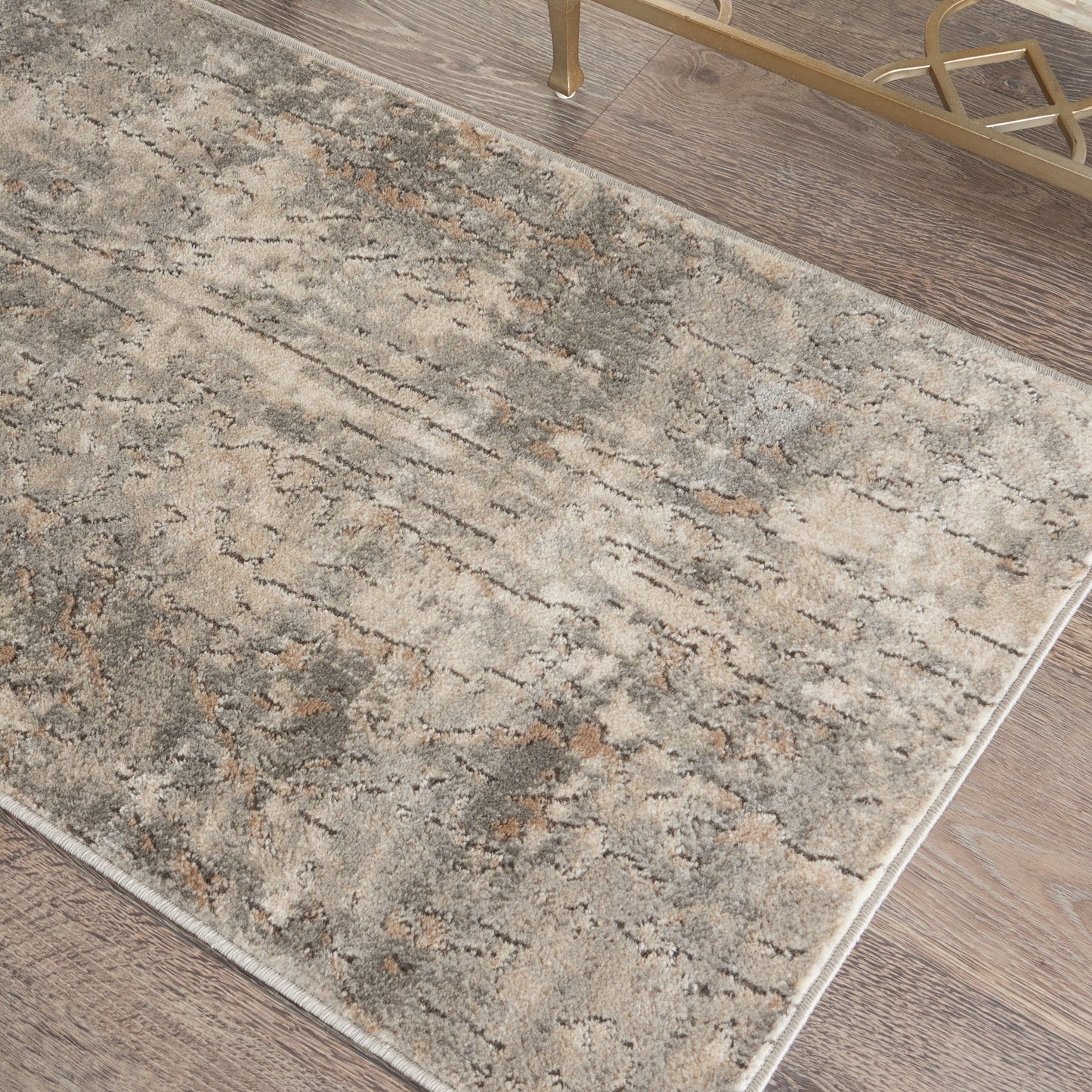 Nourison Concerto Distressed Abstract Beige Grau Area Teppich