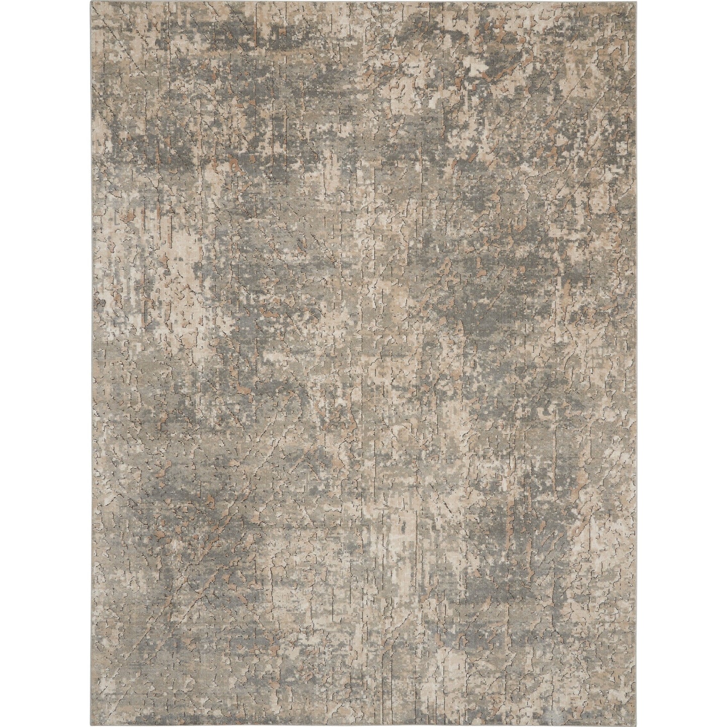 Nourison Concerto Distressed Abstract Beige Grau Area Teppich