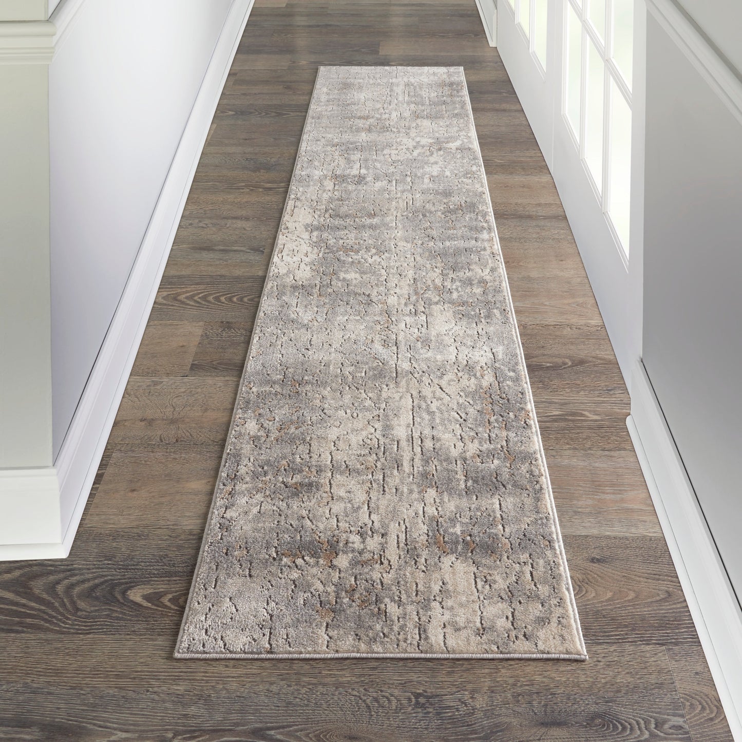 Nourison Concerto Distressed Abstract Beige Grau Area Teppich