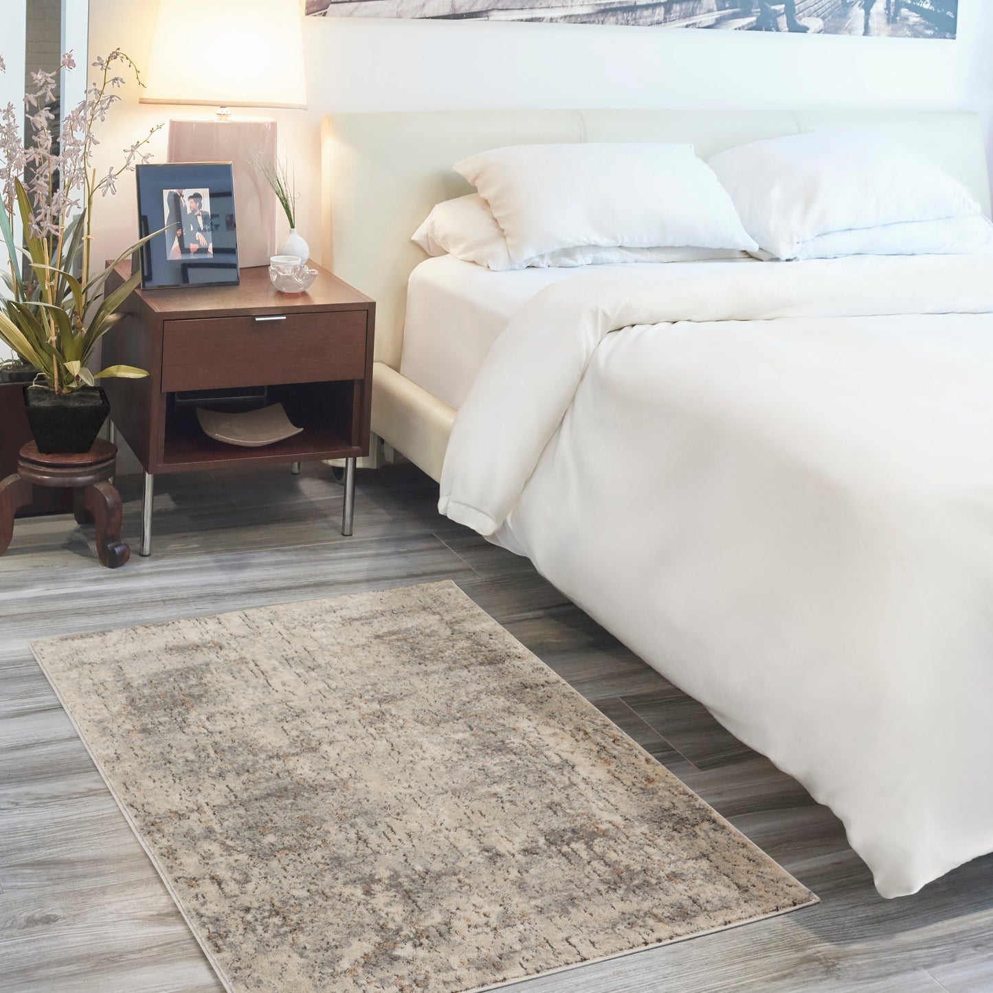 Nourison Concerto Distressed Abstract Beige Grau Area Teppich