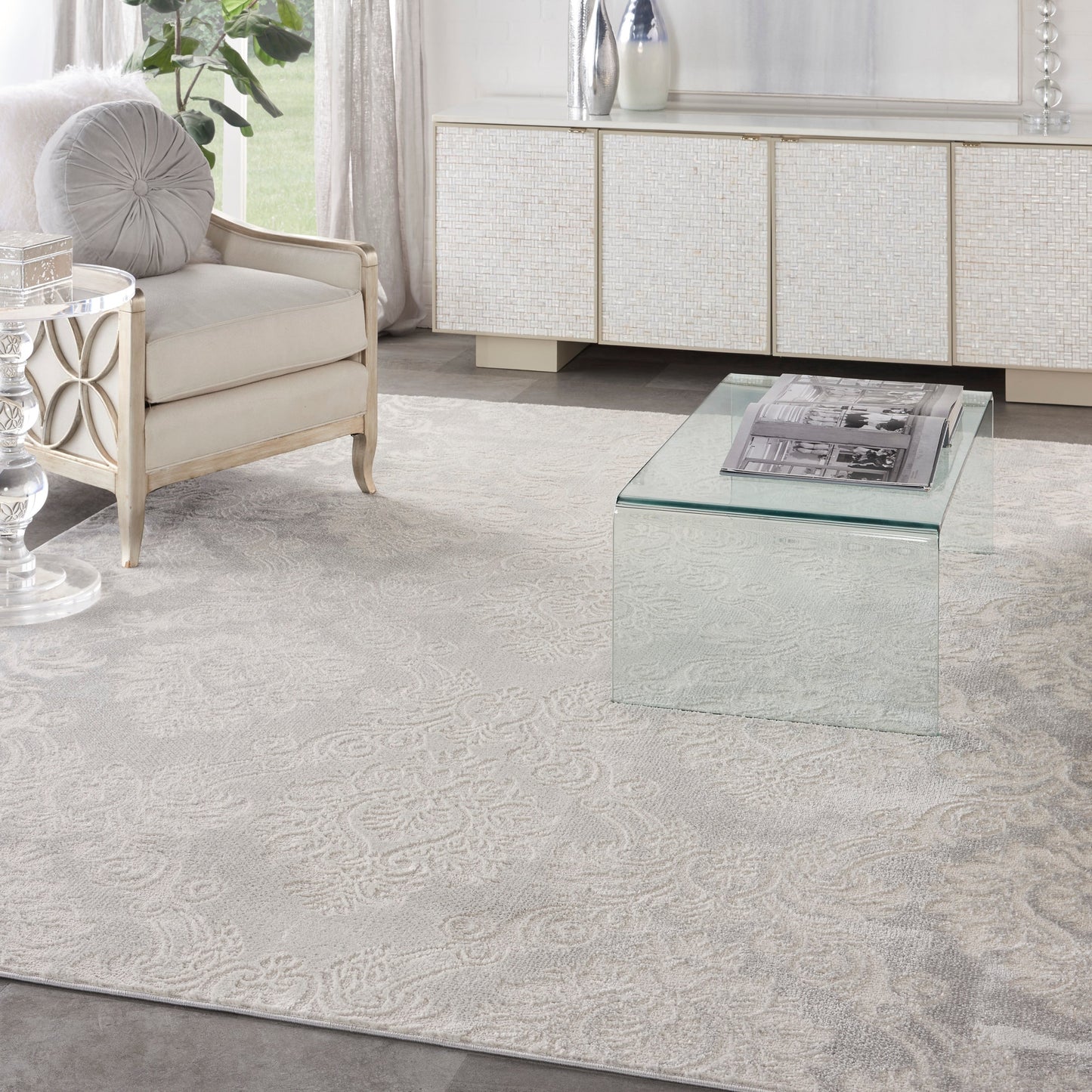 Nourison Elation Damask Pattern French Country Area Rug