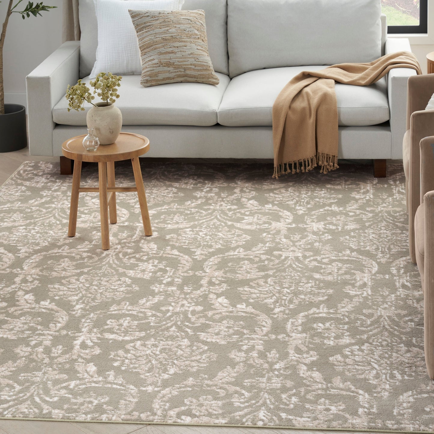 Nourison Jubilant Vintage Farmhouse Damask Area Rug