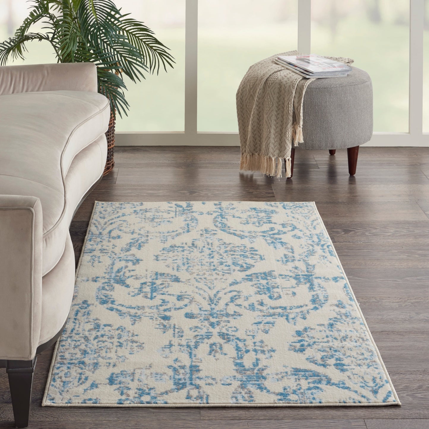 Nourison Jubilant Vintage Farmhouse Damask Area Rug