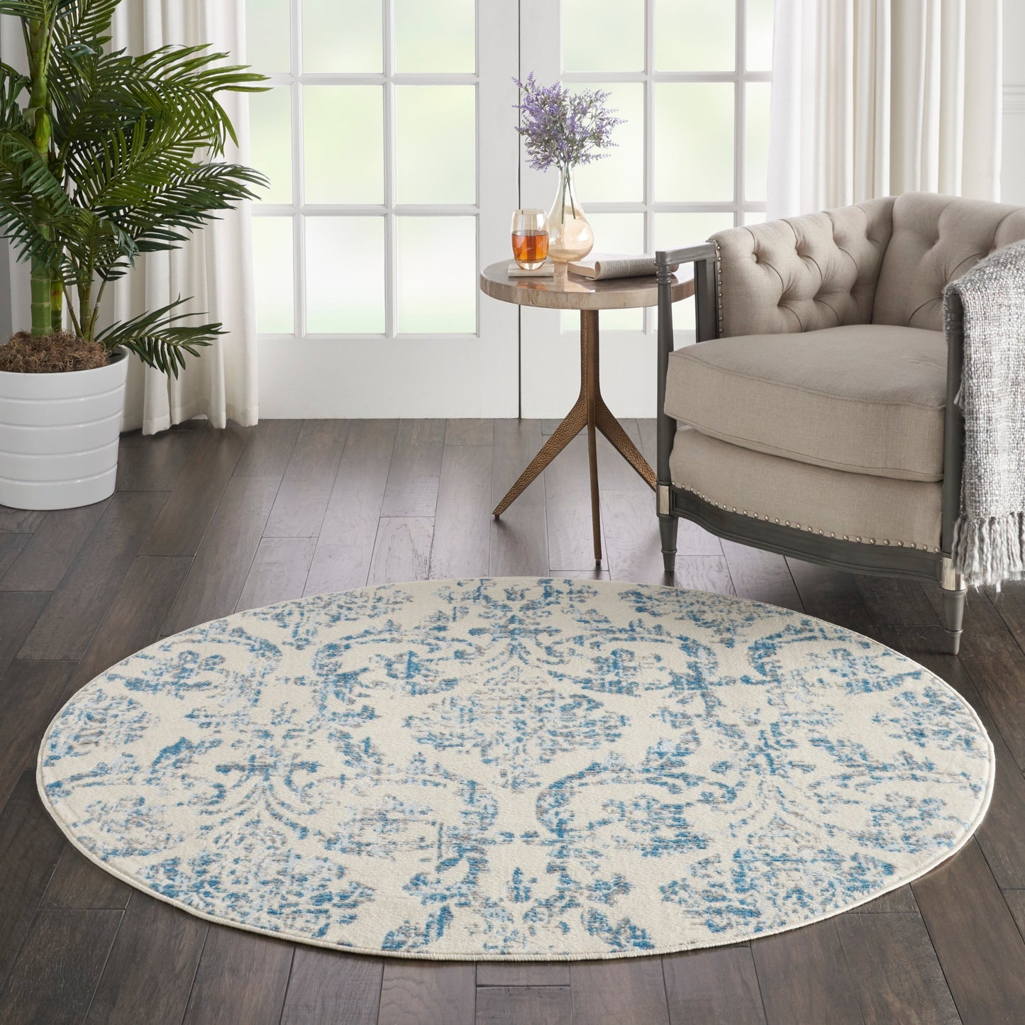 Nourison Jubilant Vintage Farmhouse Damask Area Rug