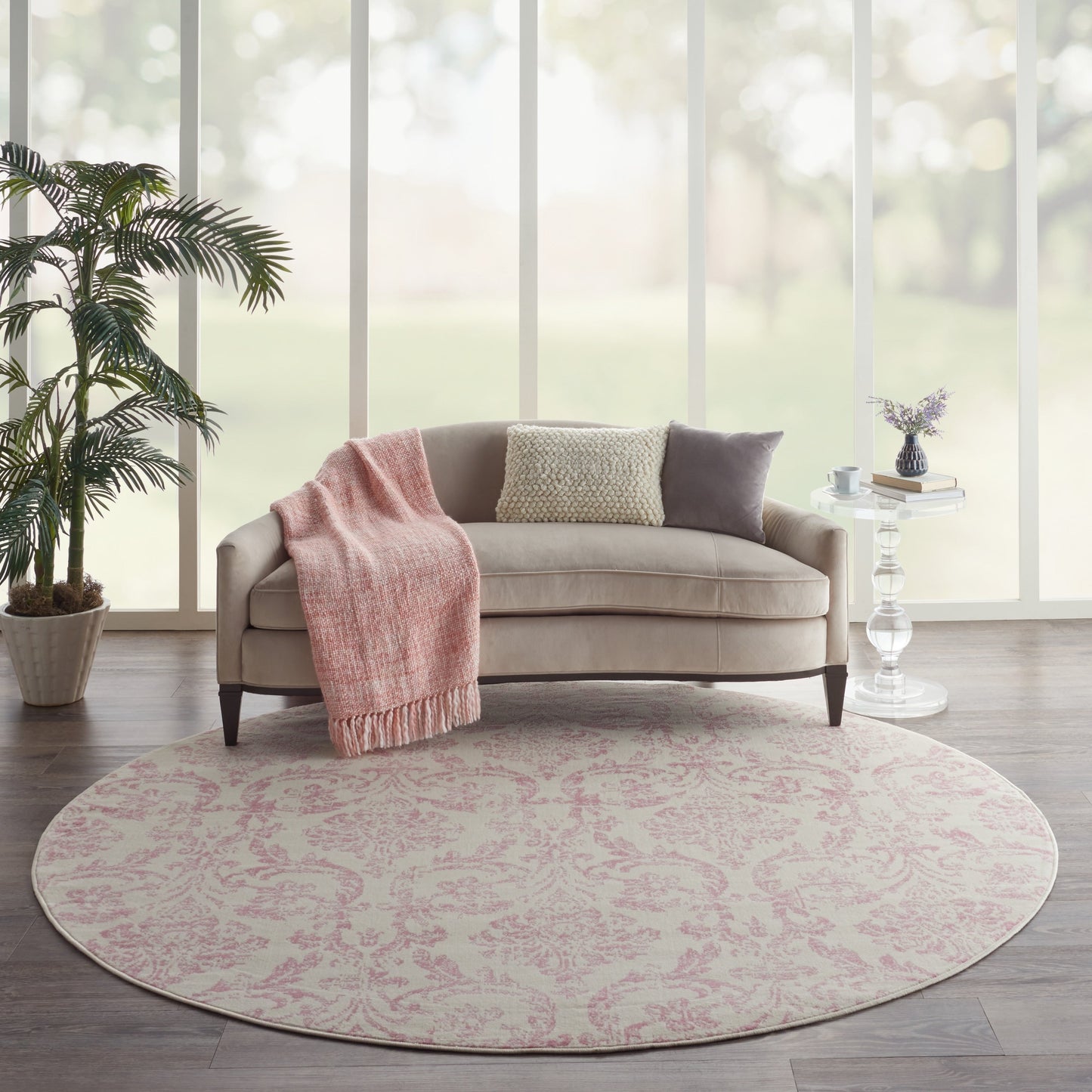 Nourison Jubilant Vintage Farmhouse Damask Area Rug