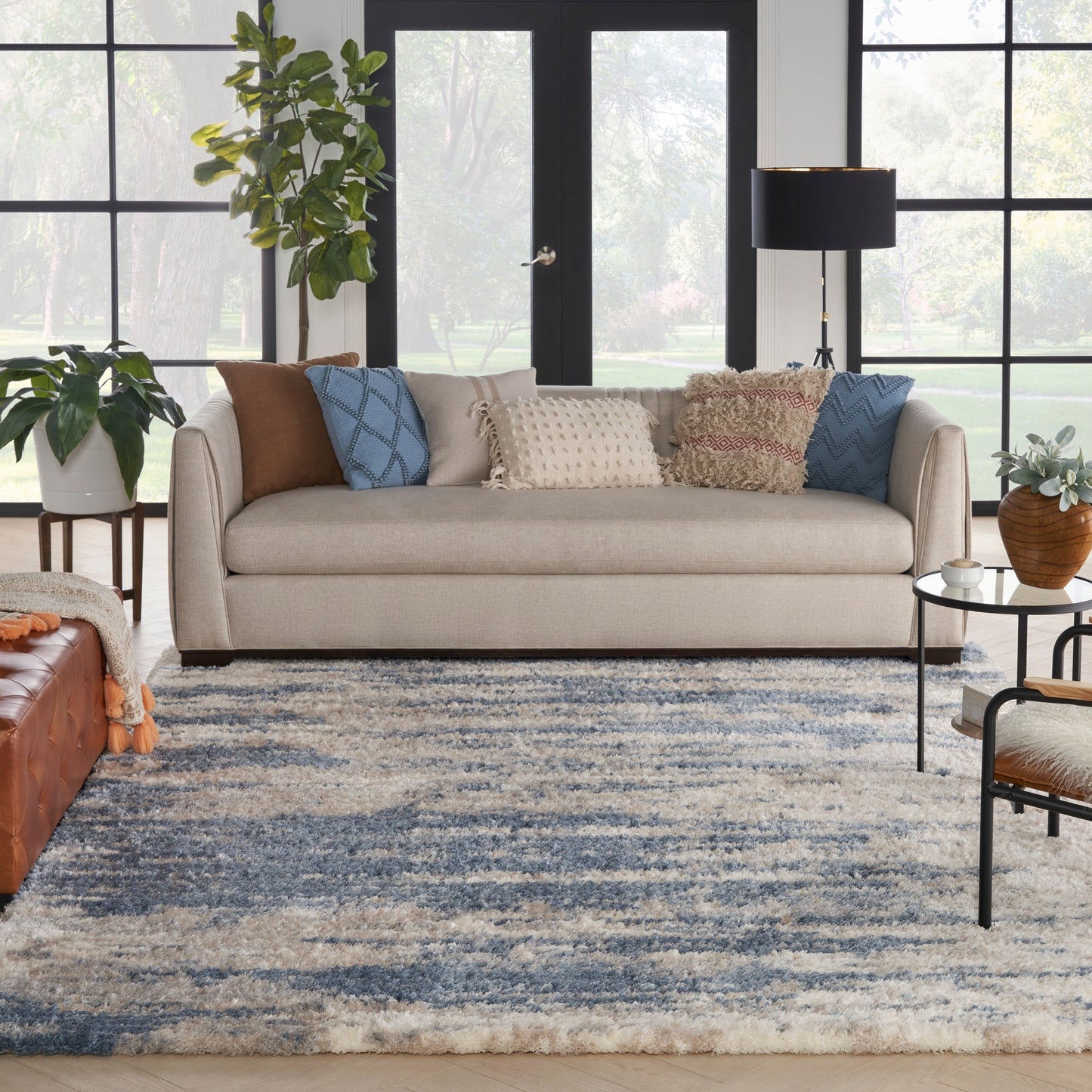 Nourison Luxuriöser Shag Abstract Glam Ultra Plüsch-Teppich