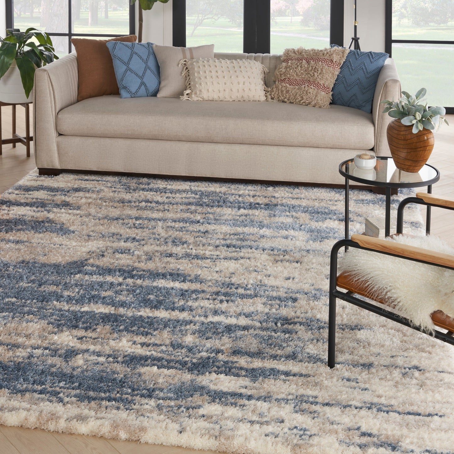 Nourison Luxuriöser Shag Abstract Glam Ultra Plüsch-Teppich