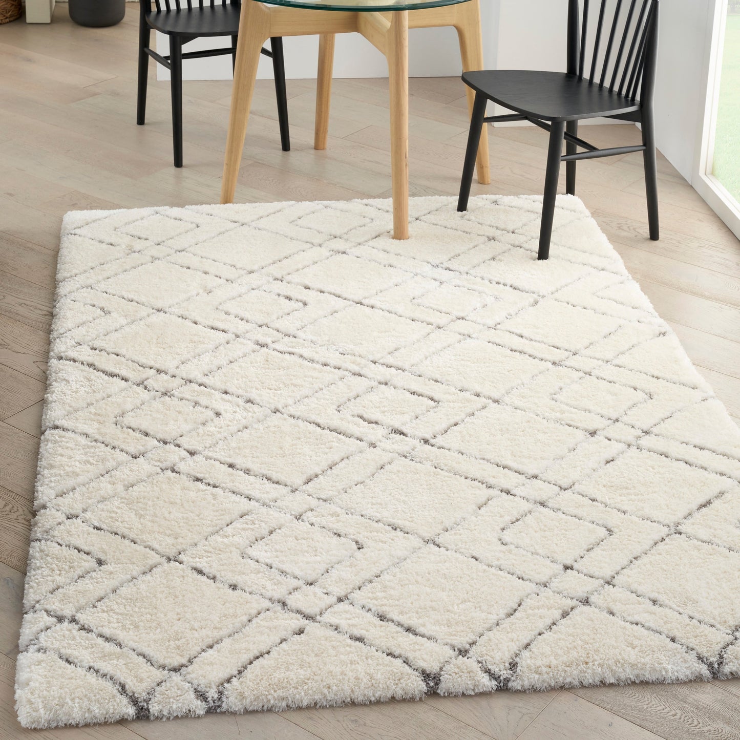 Nourison Luxuriöser Shag Ultra Plüschflor Abstrakter Geometrischer Flächenteppich