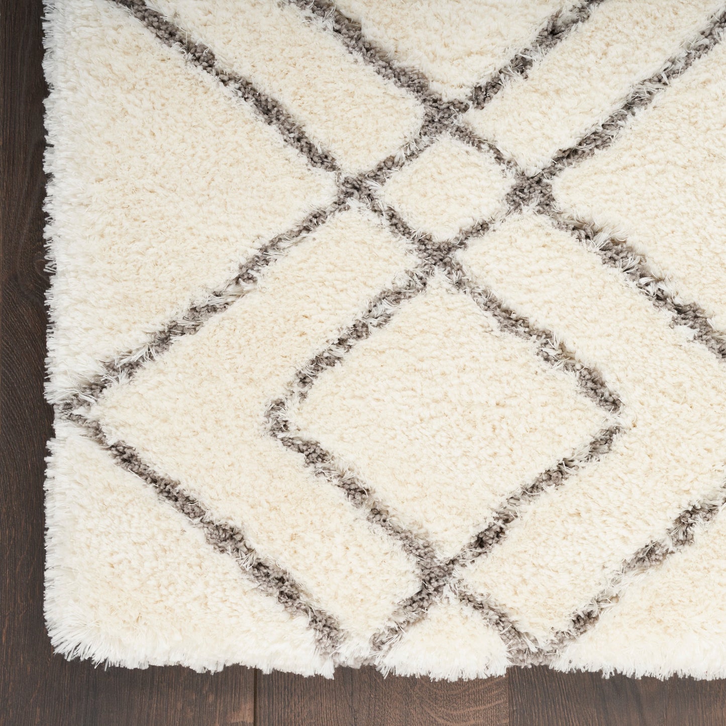 Nourison Luxuriöser Shag Ultra Plüschflor Abstrakter Geometrischer Flächenteppich