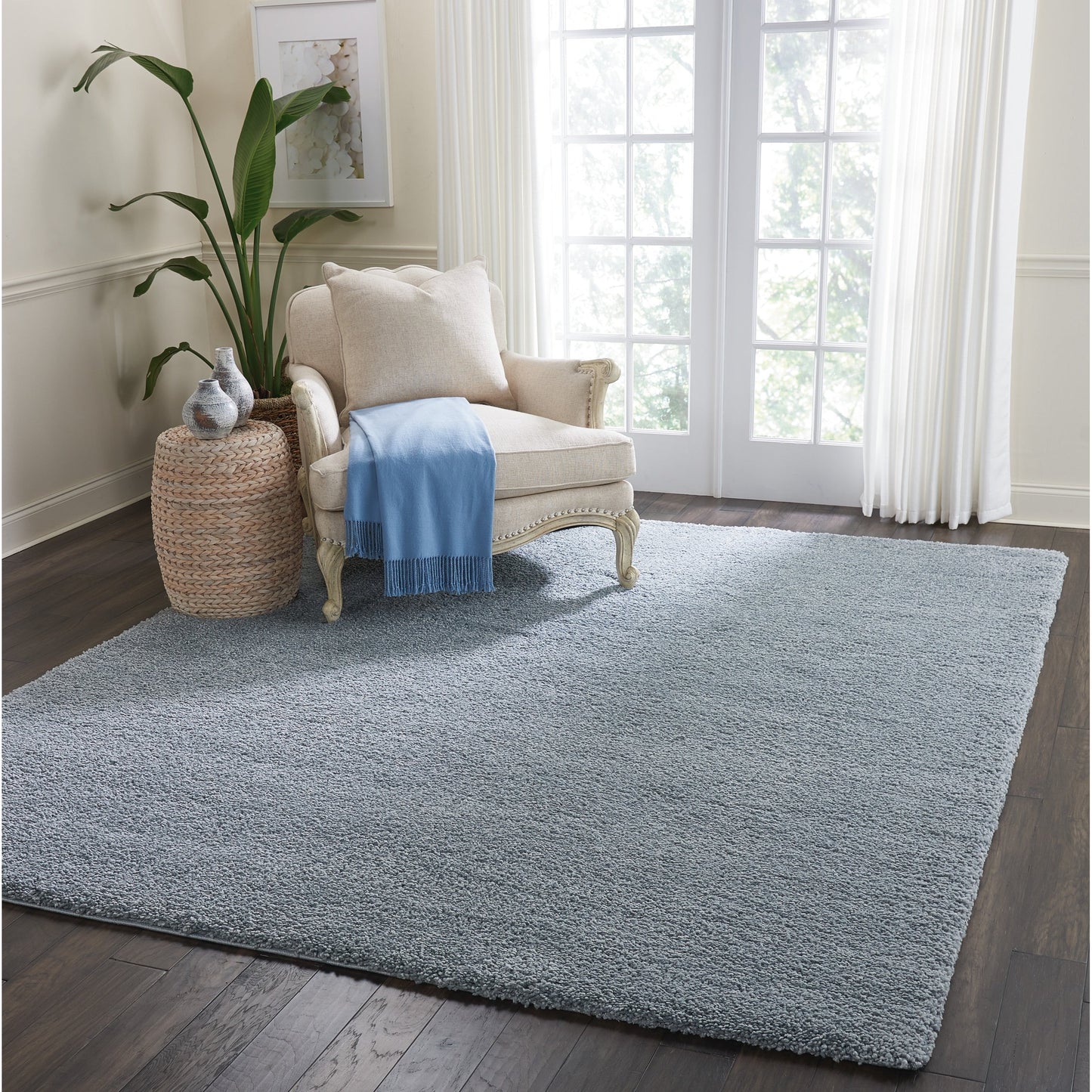 Nourison Malibu Shag Moderner Plüsch-Teppich in fester Ausführung