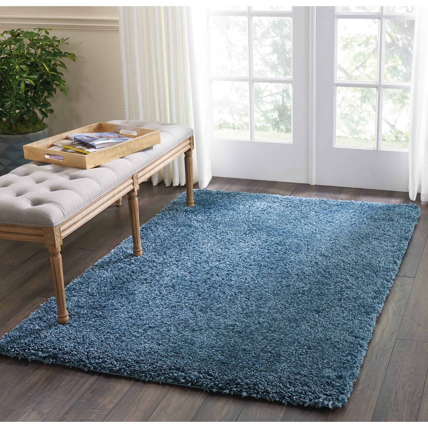 Nourison Malibu Shag Moderner Plüsch-Teppich in fester Ausführung