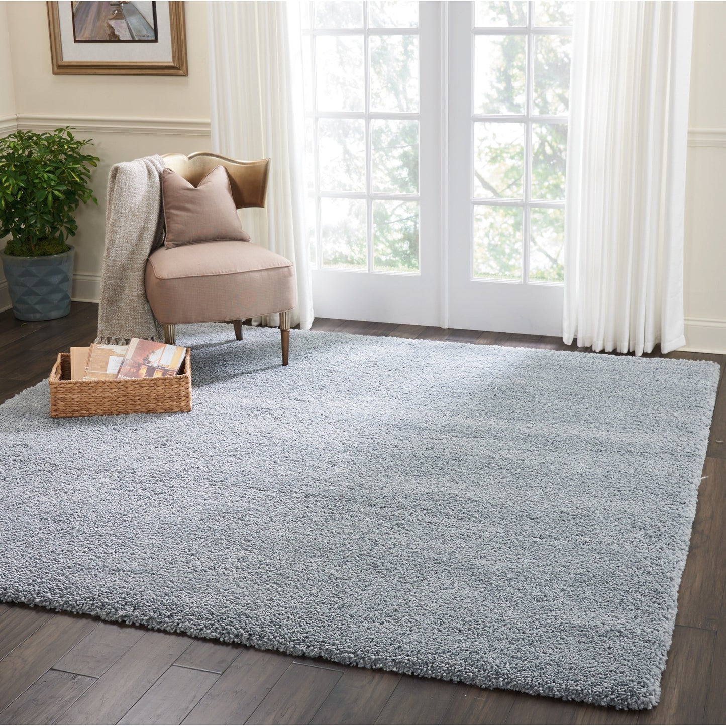 Nourison Malibu Shag Moderner Plüsch-Teppich in fester Ausführung