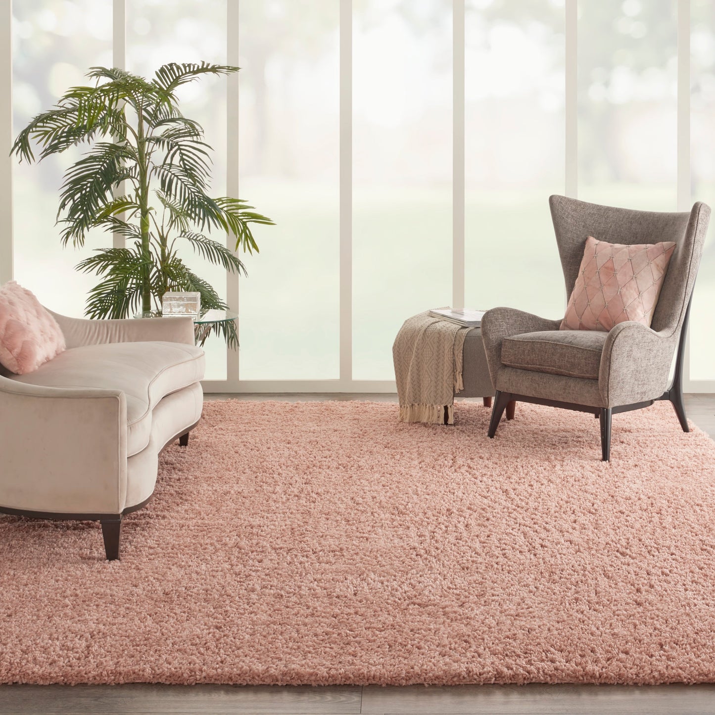 Nourison Malibu Shag Moderner Plüsch-Teppich in fester Ausführung