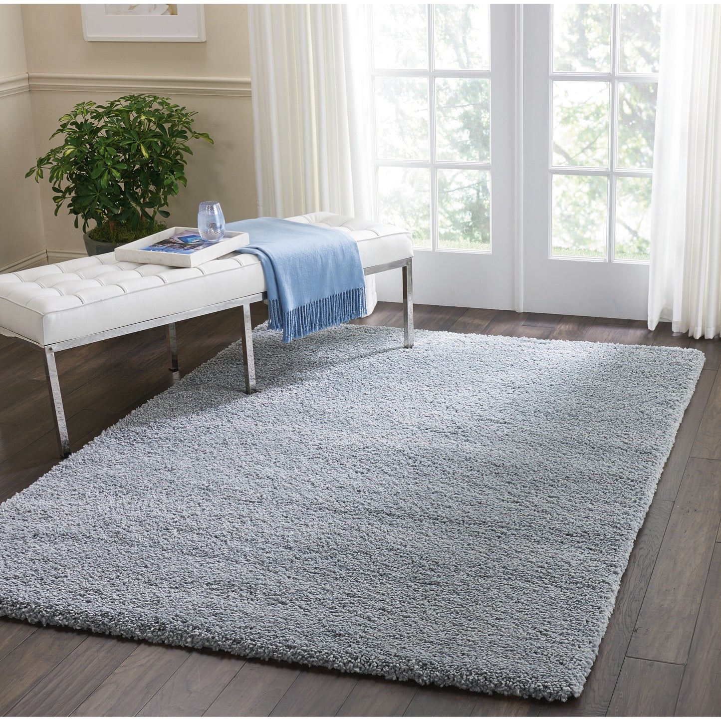 Nourison Malibu Shag Moderner Plüsch-Teppich in fester Ausführung