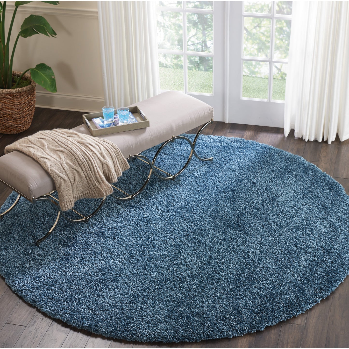 Nourison Malibu Shag Moderner Plüsch-Teppich in fester Ausführung