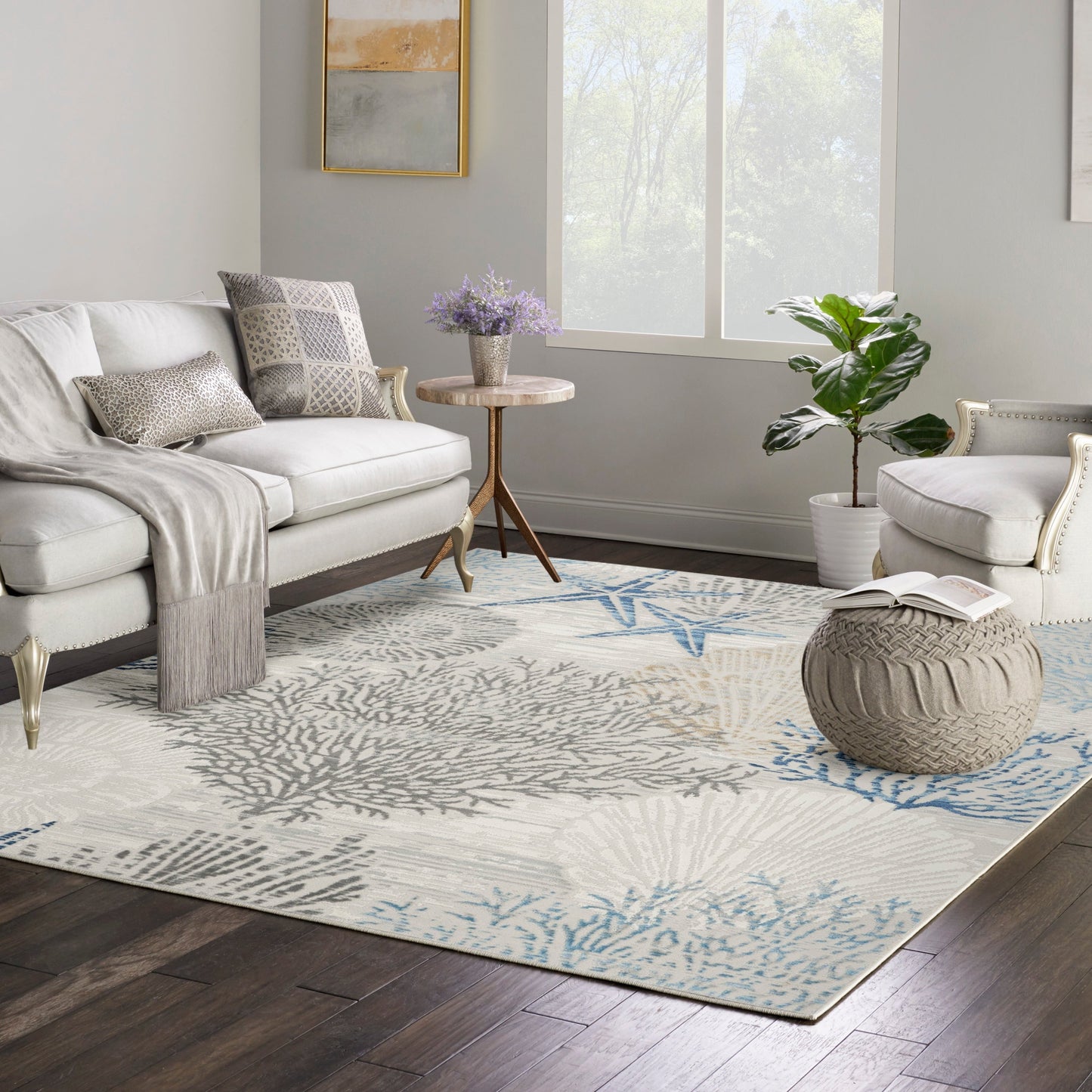 Nourison Pompeii Coastal Beach Muscheln und Korallen Bereich Teppich