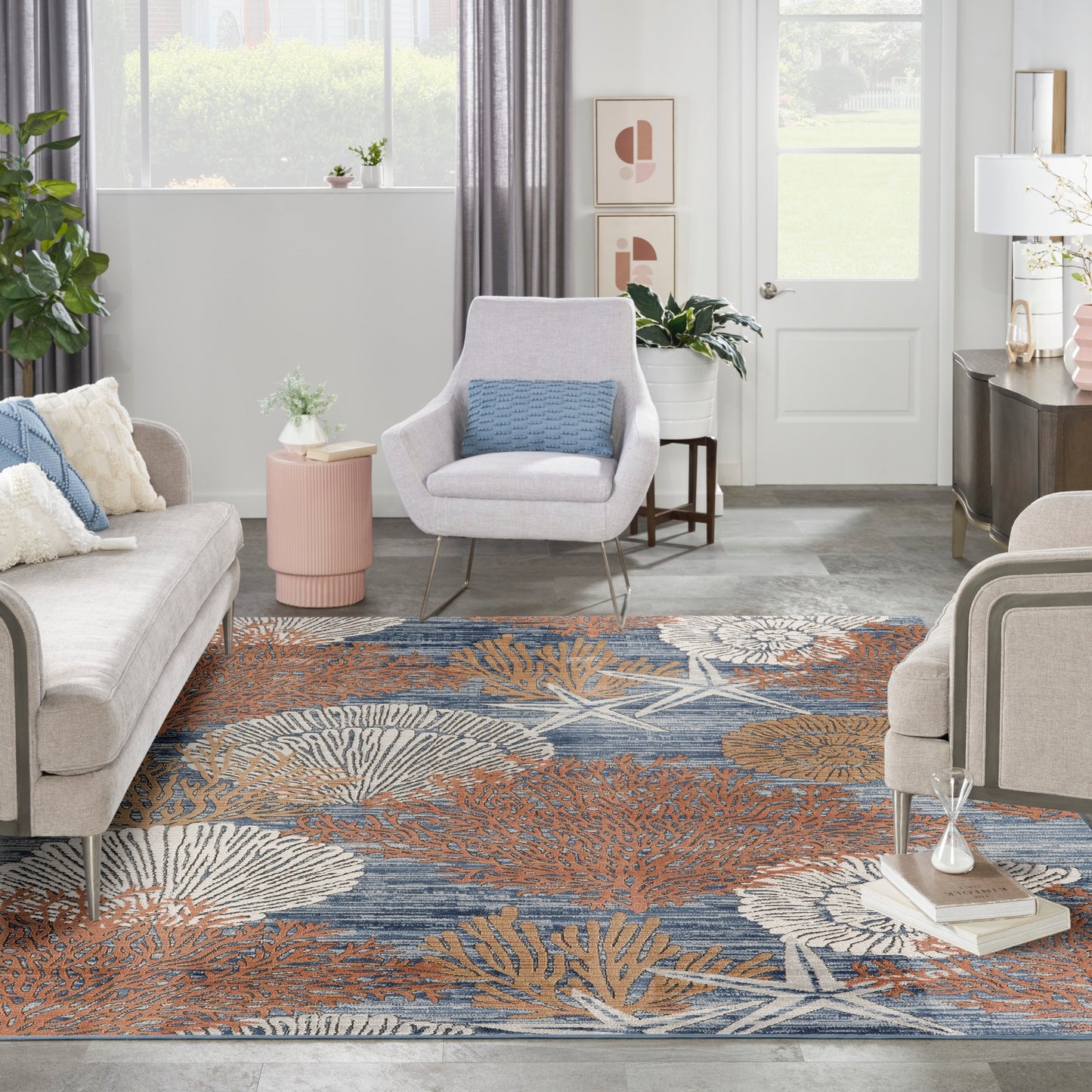 Nourison Pompeii Coastal Beach Muscheln und Korallen Bereich Teppich