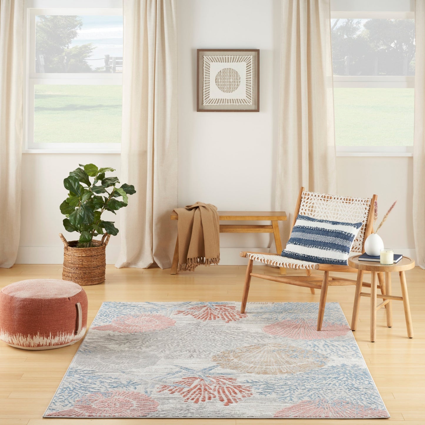 Nourison Pompeii Coastal Beach Muscheln und Korallen Bereich Teppich