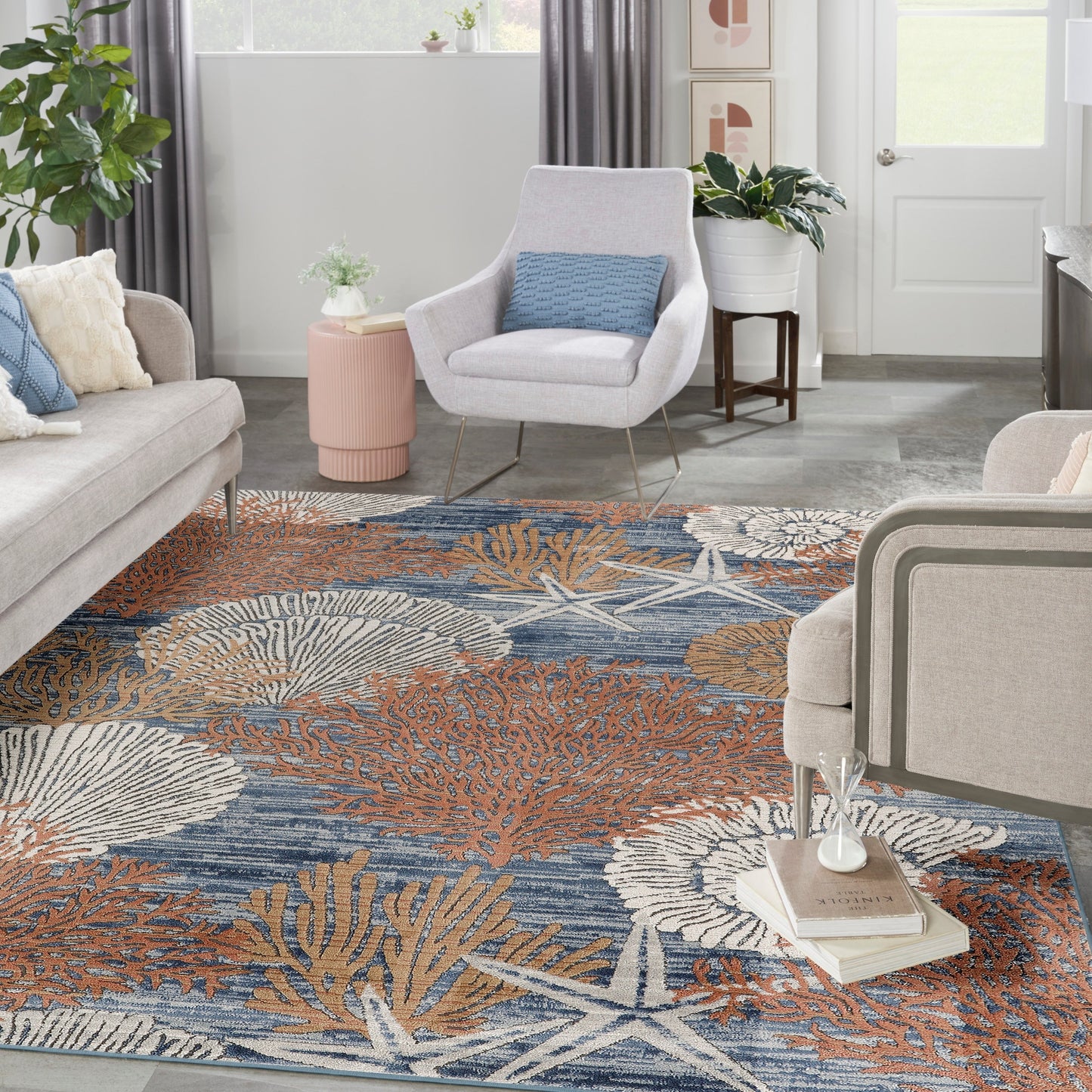 Nourison Pompeii Coastal Beach Muscheln und Korallen Bereich Teppich