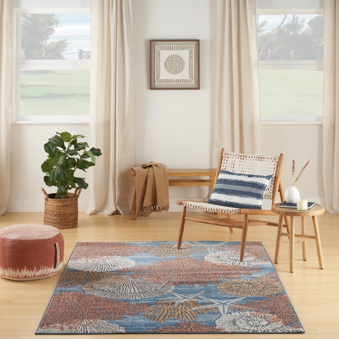 Nourison Pompeii Coastal Beach Muscheln und Korallen Bereich Teppich
