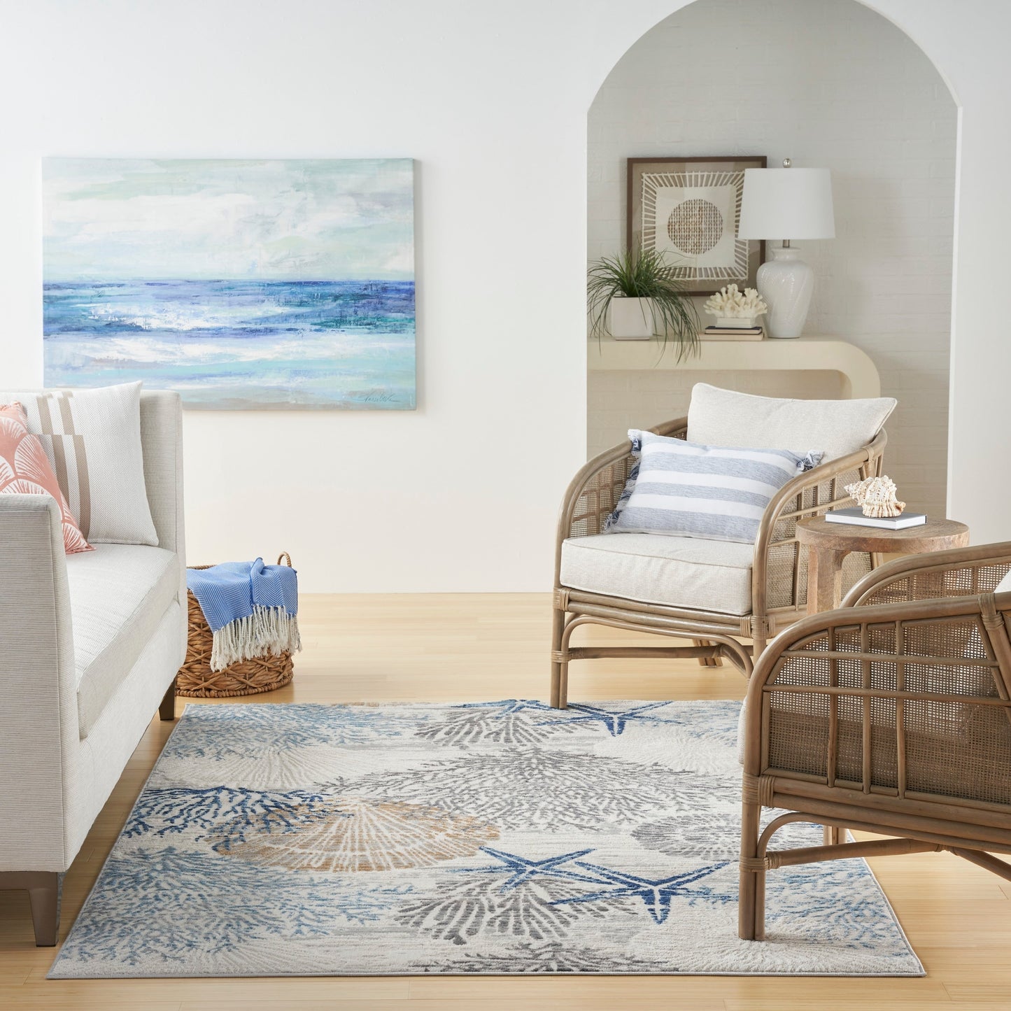 Nourison Pompeii Coastal Beach Muscheln und Korallen Bereich Teppich