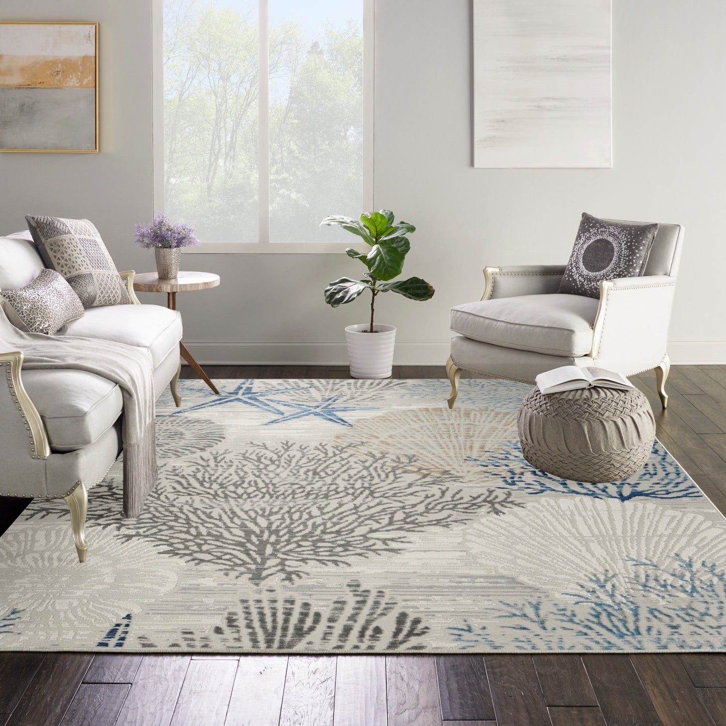 Nourison Pompeii Coastal Beach Muscheln und Korallen Bereich Teppich