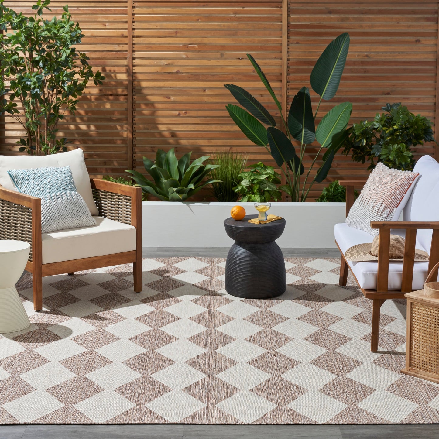 Nourison Positano Geometrischer Teppich für drinnen und draußen