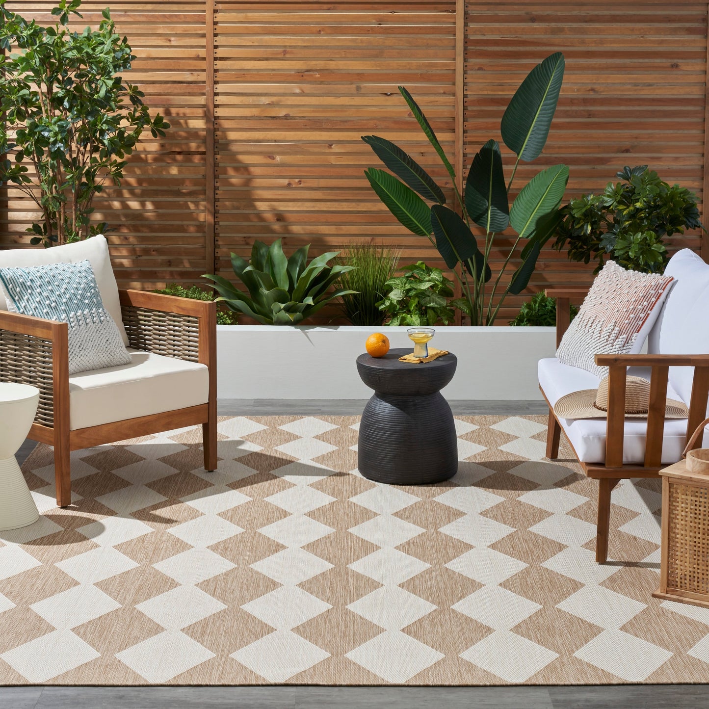 Nourison Positano Geometrischer Teppich für drinnen und draußen