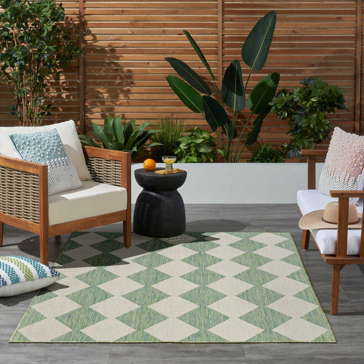 Nourison Positano Geometrischer Teppich für drinnen und draußen