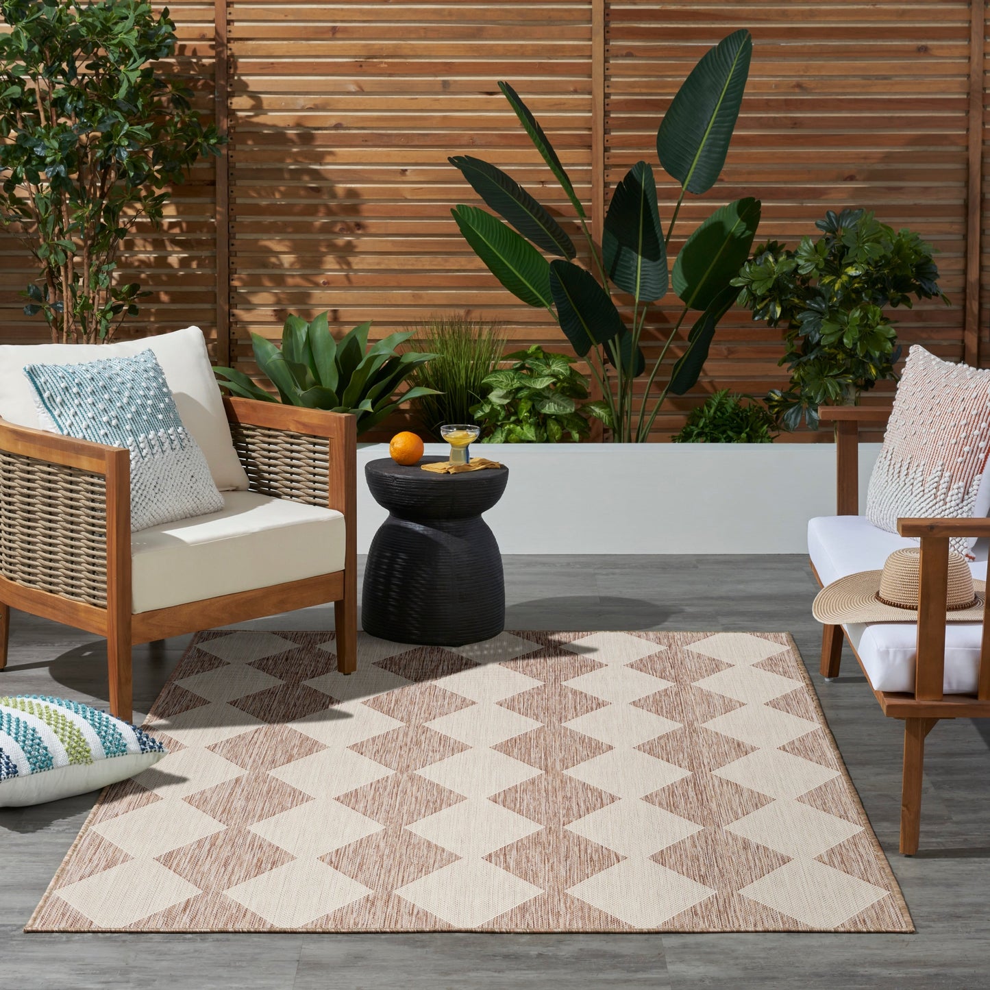 Nourison Positano Geometrischer Teppich für drinnen und draußen