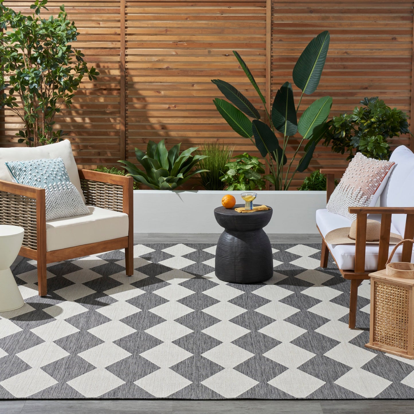Nourison Positano Geometrischer Teppich für drinnen und draußen
