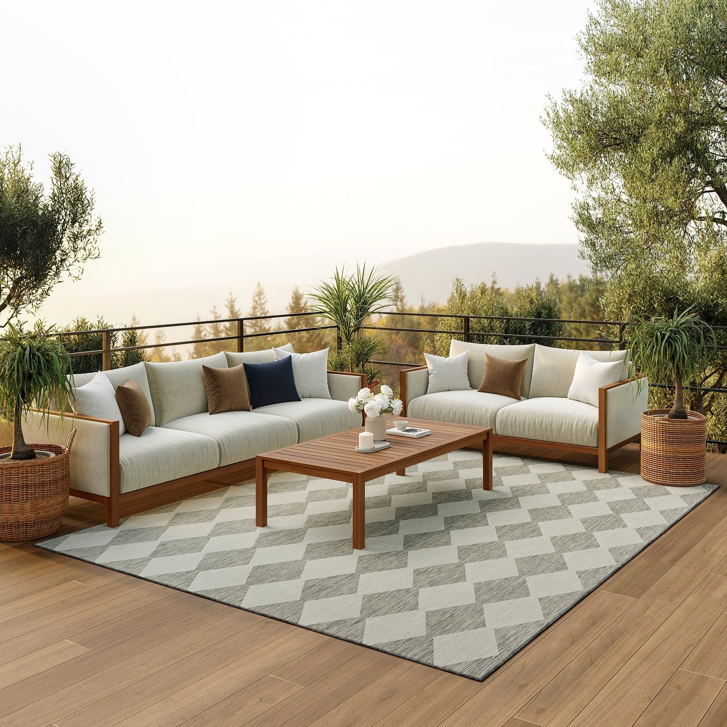 Nourison Positano Geometrischer Teppich für drinnen und draußen