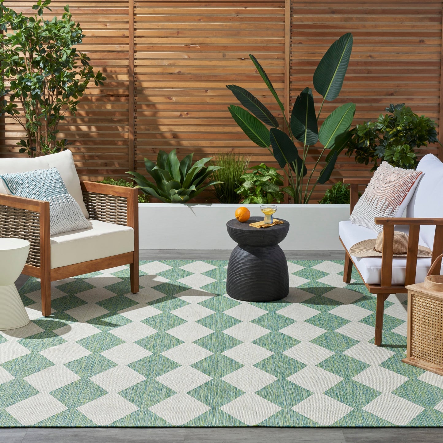 Nourison Positano Geometrischer Teppich für drinnen und draußen