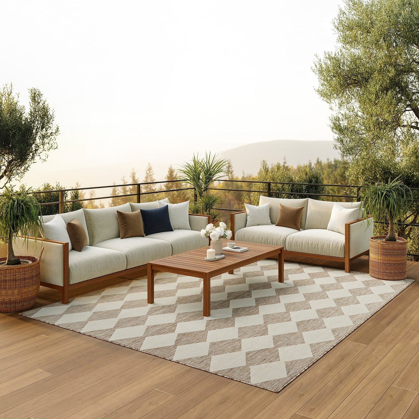 Nourison Positano Geometrischer Teppich für drinnen und draußen