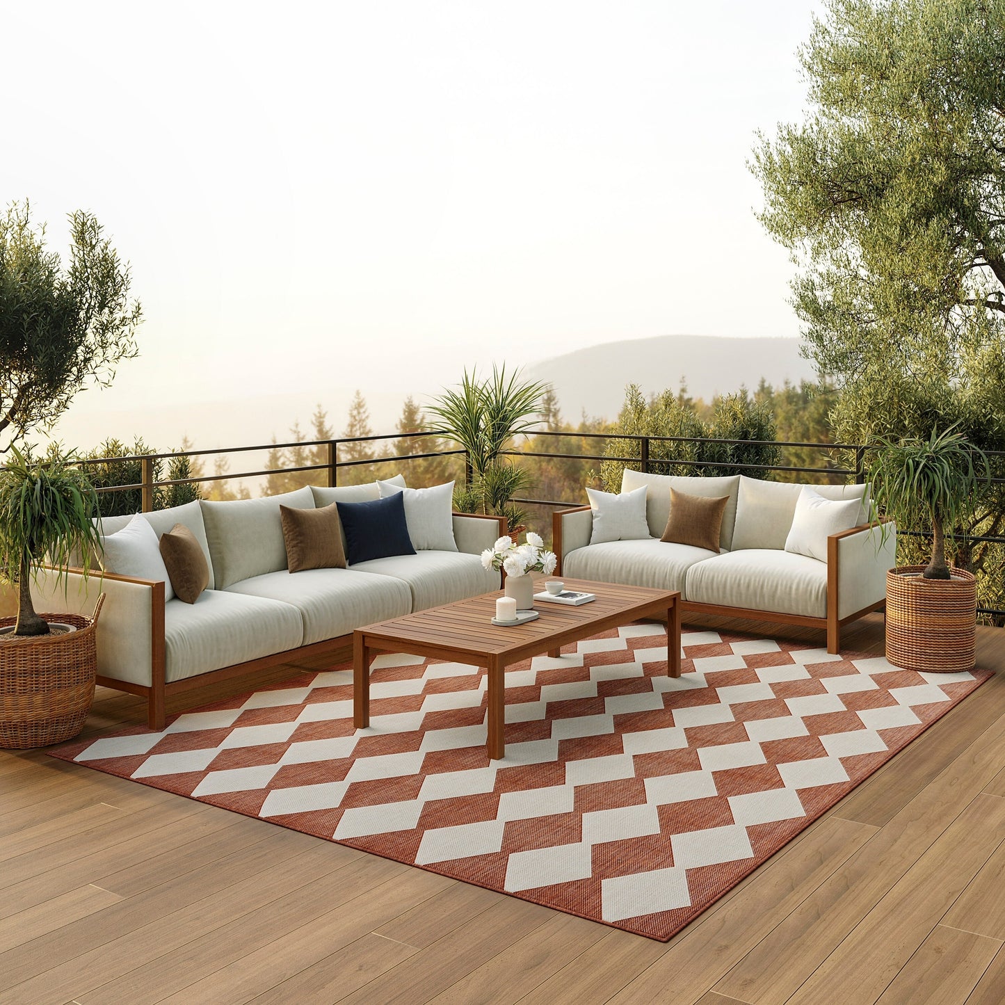 Nourison Positano Geometrischer Teppich für drinnen und draußen
