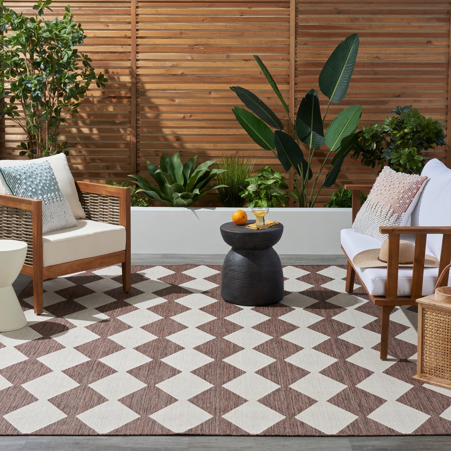 Nourison Positano Geometrischer Teppich für drinnen und draußen