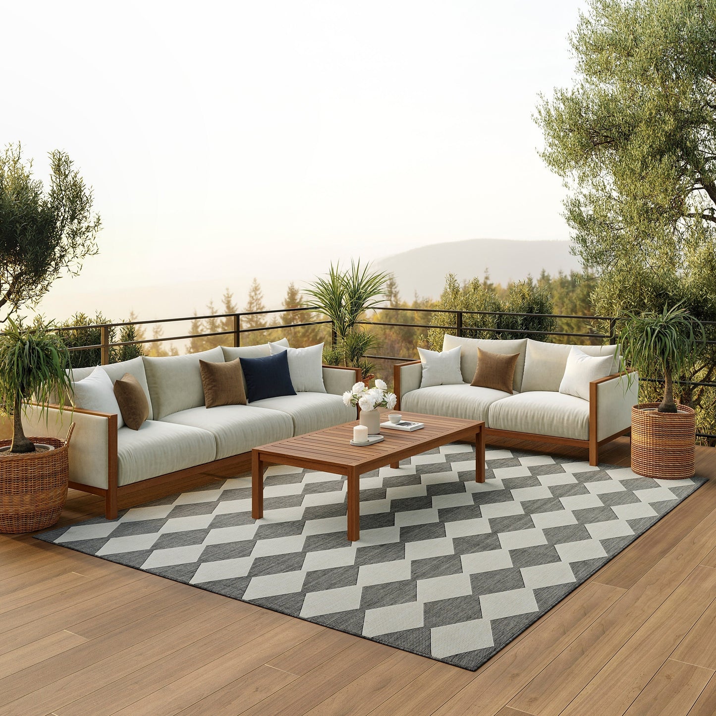 Nourison Positano Geometrischer Teppich für drinnen und draußen