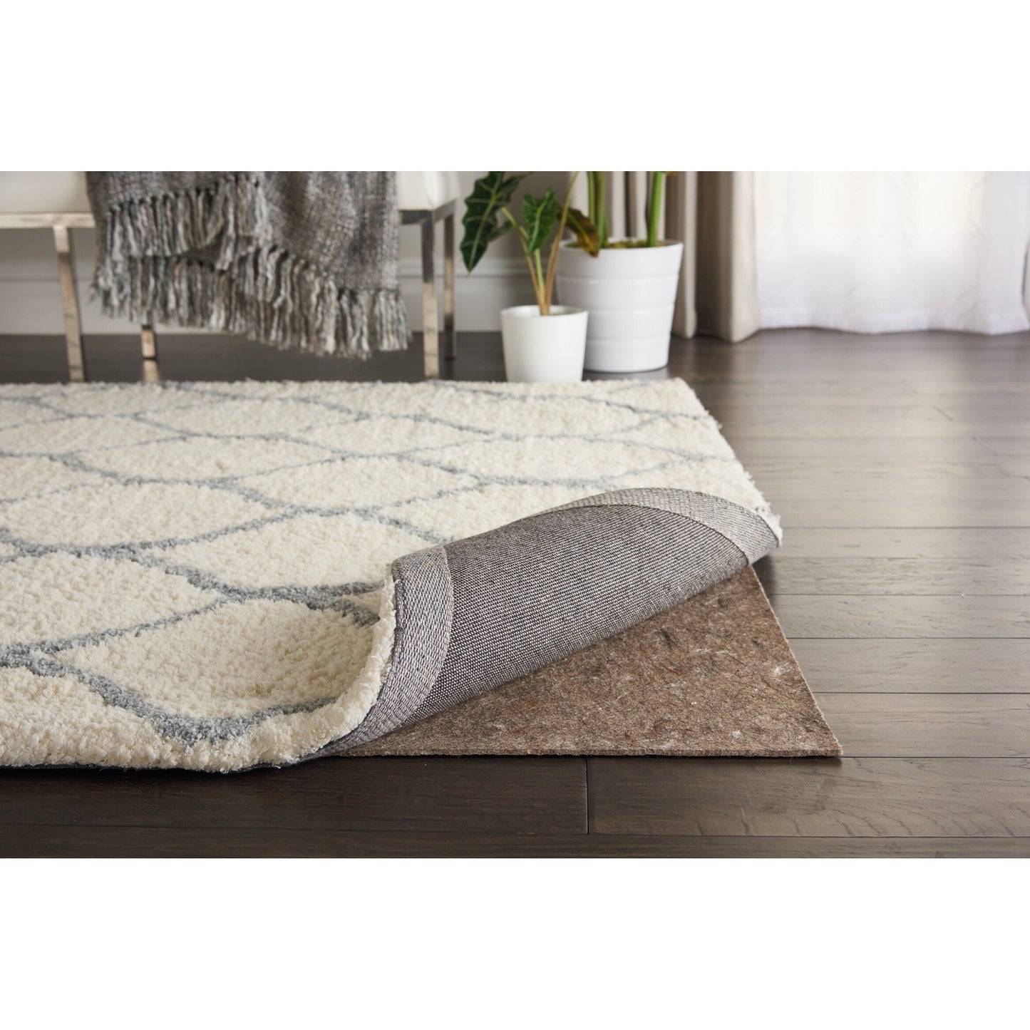 Nourison Reversible rutschfeste Teppichunterlage mit zwei Oberflächen – Hellbraun