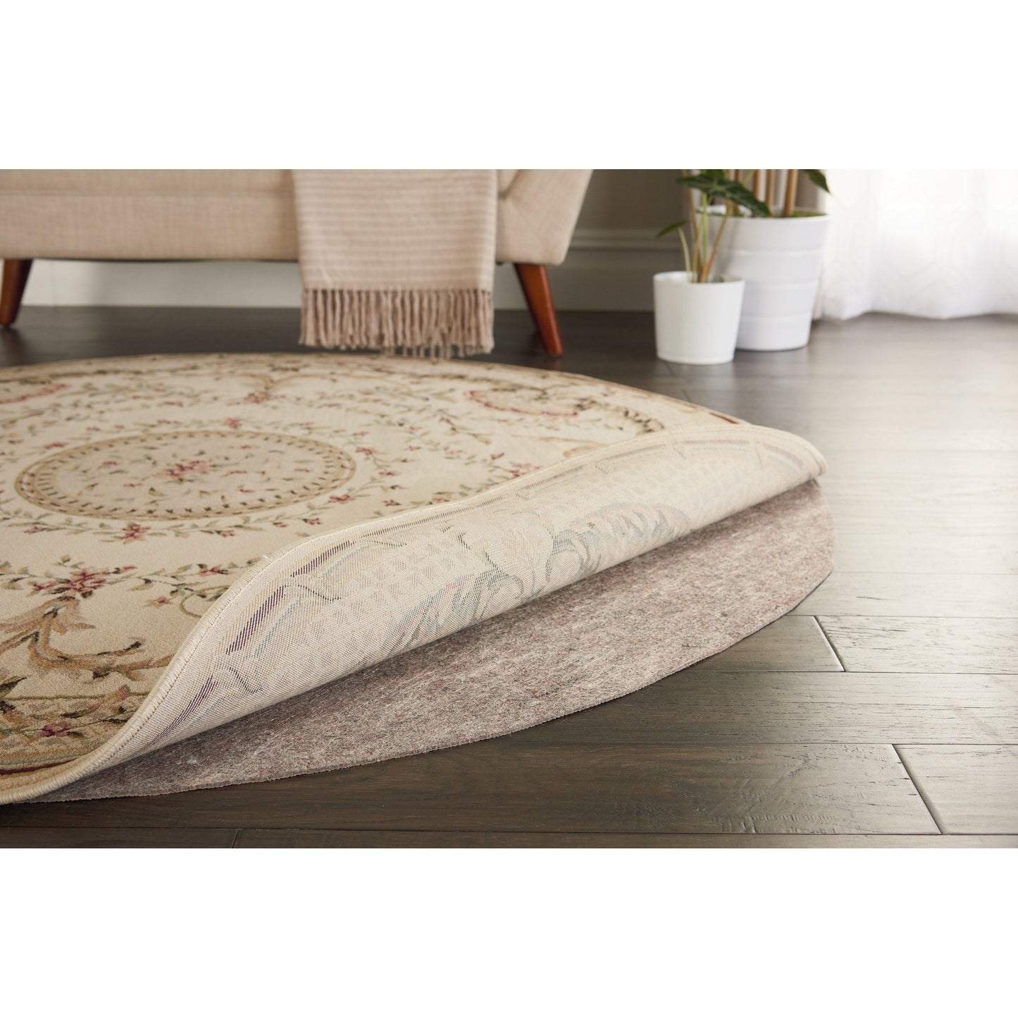 Nourison Reversible rutschfeste Teppichunterlage mit zwei Oberflächen – Hellbraun