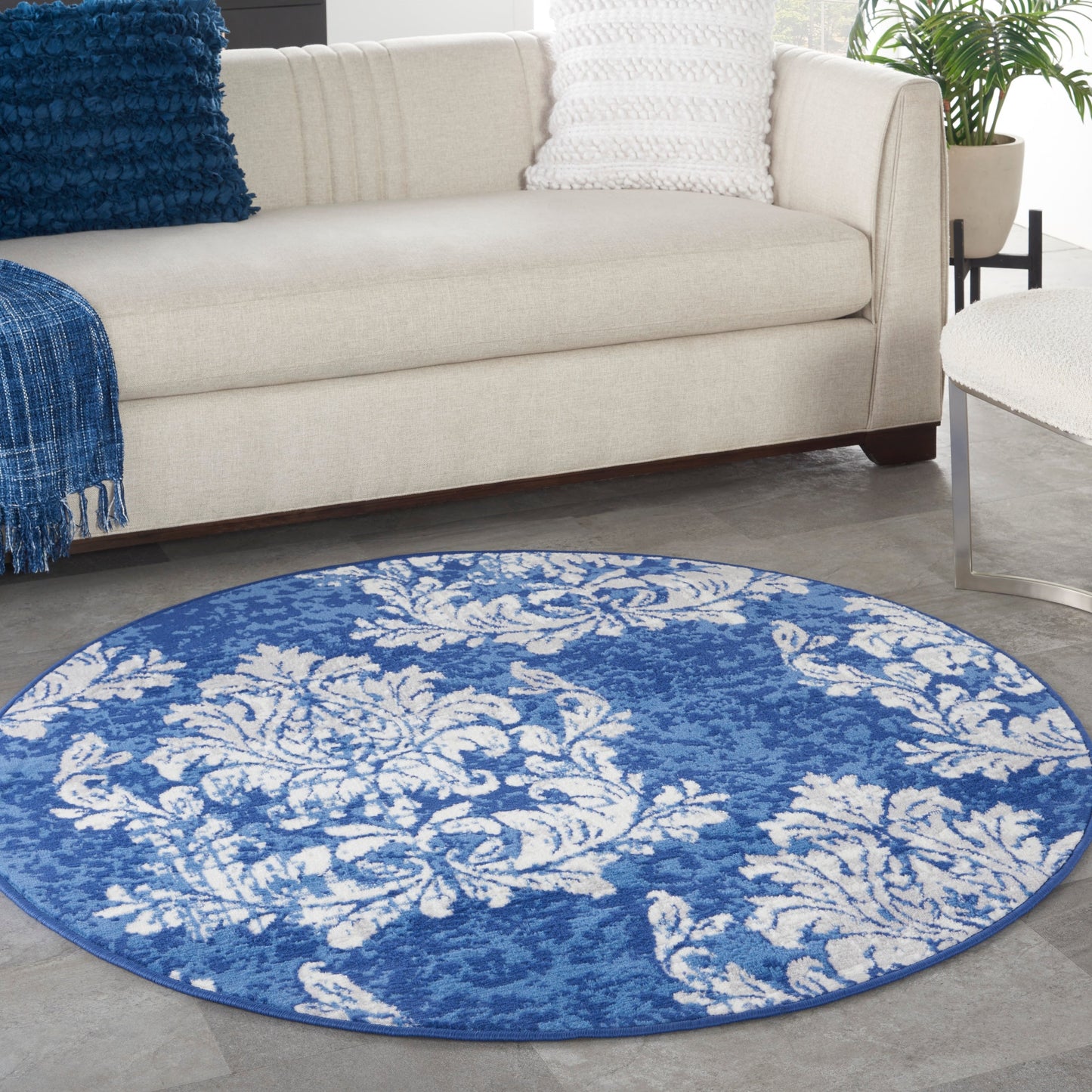 Nourison Whimsicle French Country Botanical Elfenbein-Marine-Teppich
