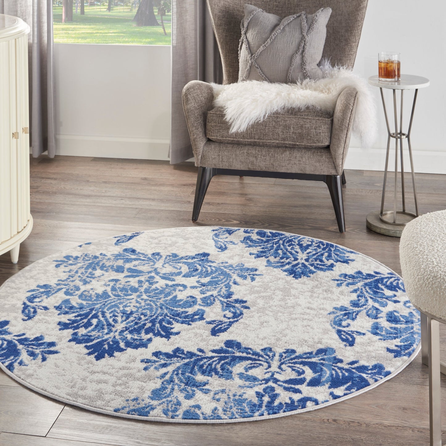 Nourison Whimsicle French Country Botanical Elfenbein-Marine-Teppich