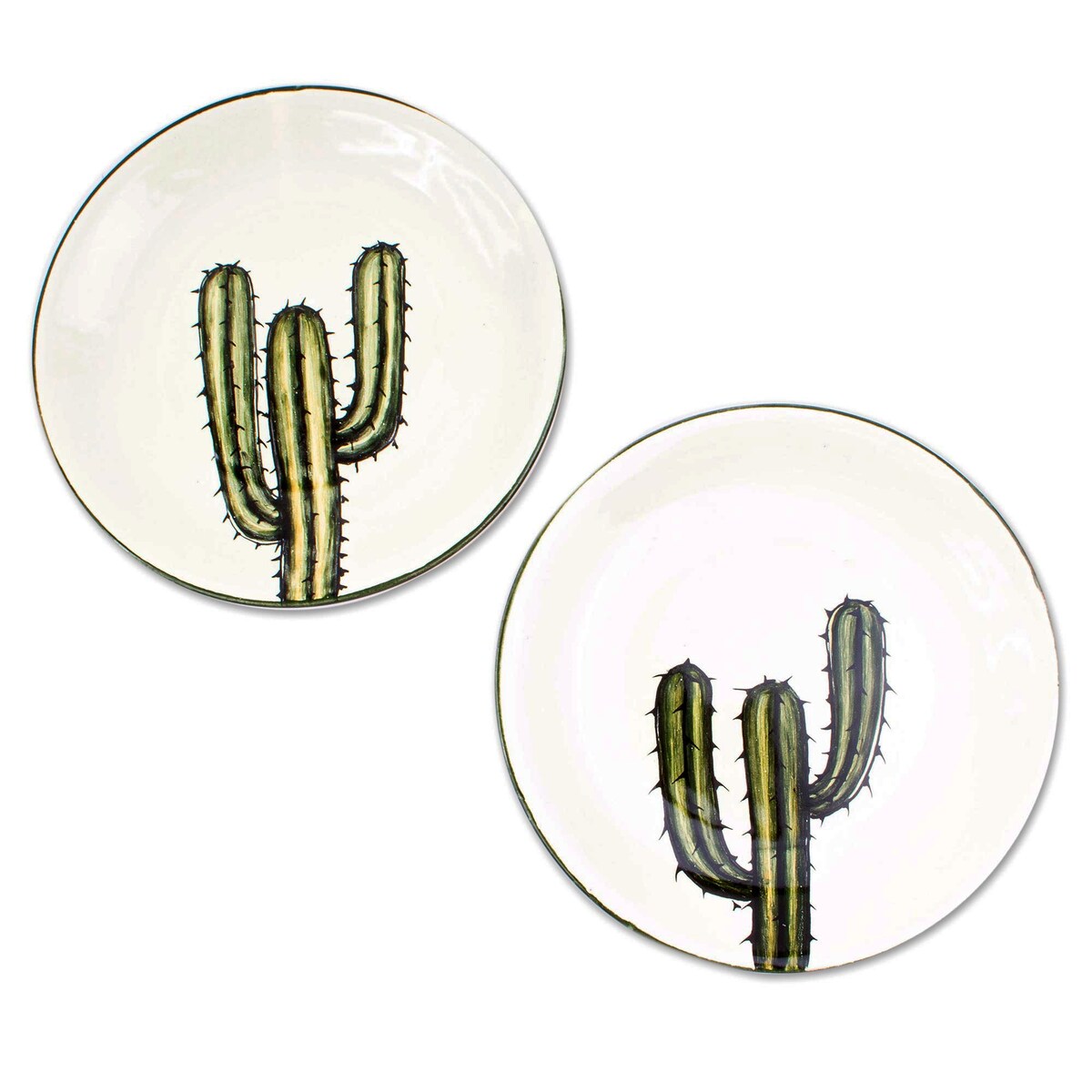 Novica handgefertigte Saguaro-Salatteller aus Keramik (Paar)