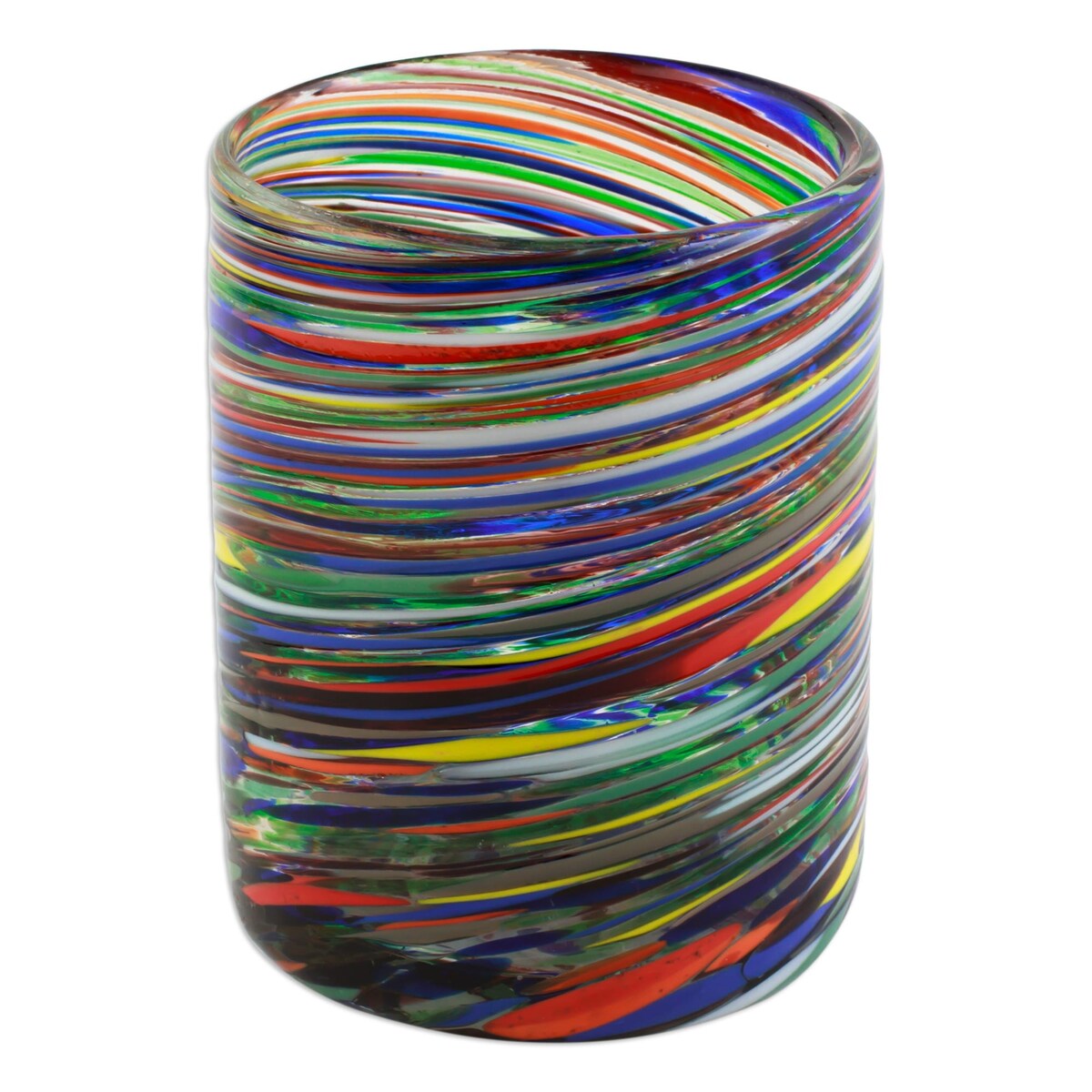 Novica Handgefertigte Spiral-Wachsmalstifte aus Glas, Rocks-Gläser (6er-Set)