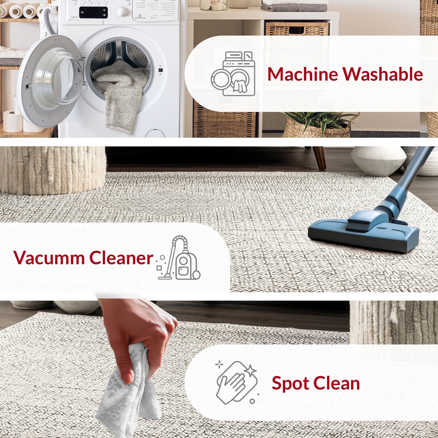Nuloom Hart SpinClean Abstrakter Tribal-Teppich, maschinenwaschbar