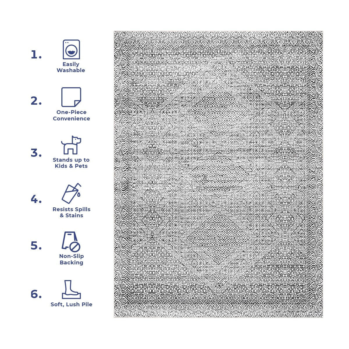Nuloom Hart SpinClean Abstrakter Tribal-Teppich, maschinenwaschbar