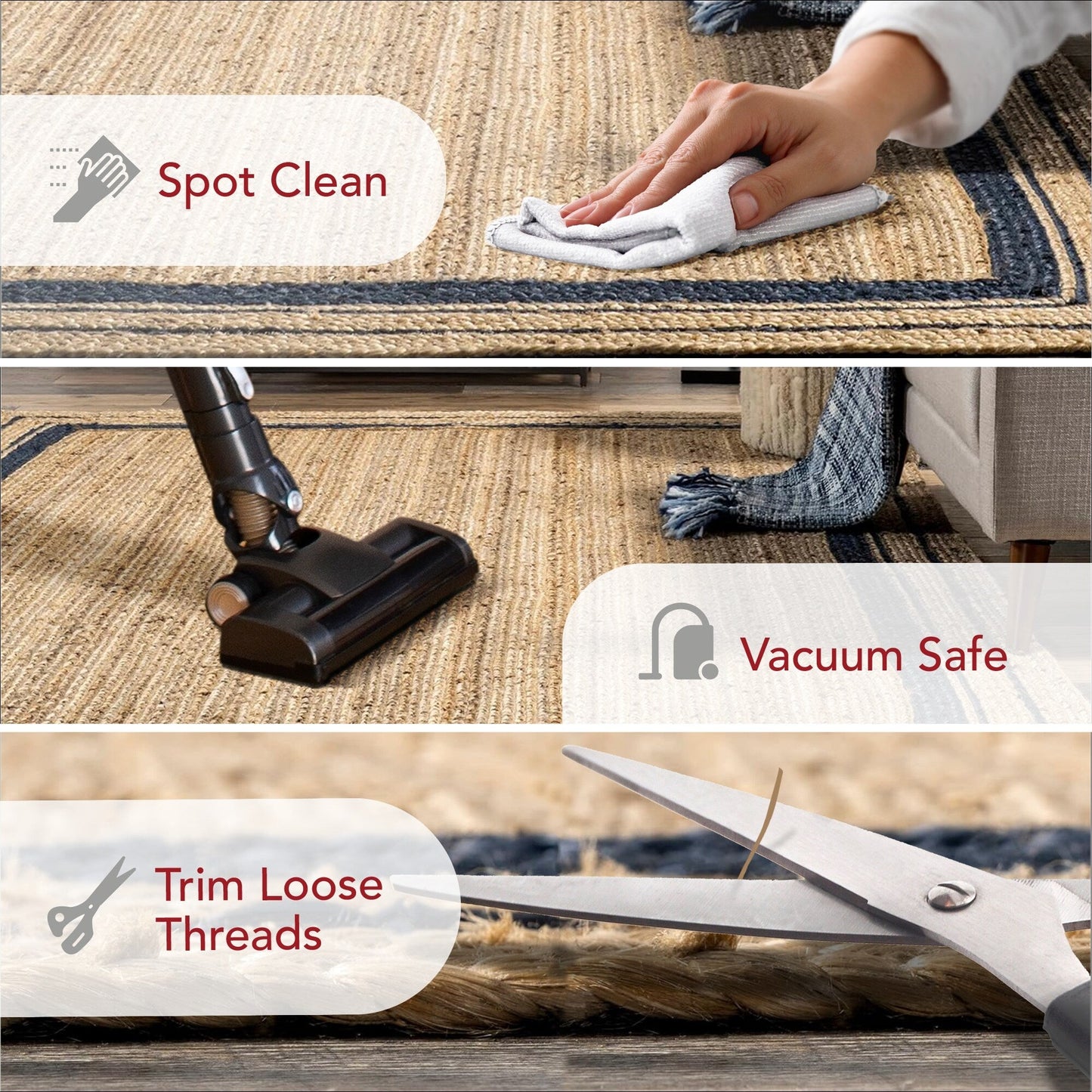 Nuloom Rikki Coastal Geflochtener Jute-Teppich