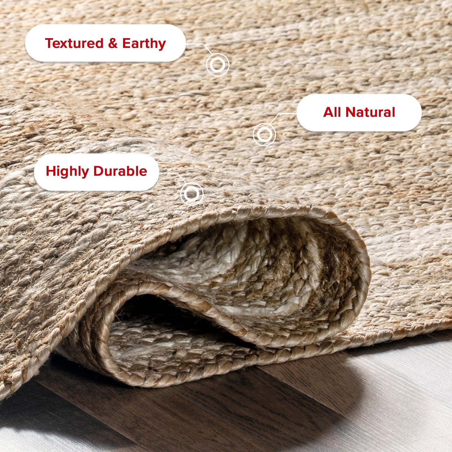 Nuloom Rikki Coastal Geflochtener Jute-Teppich