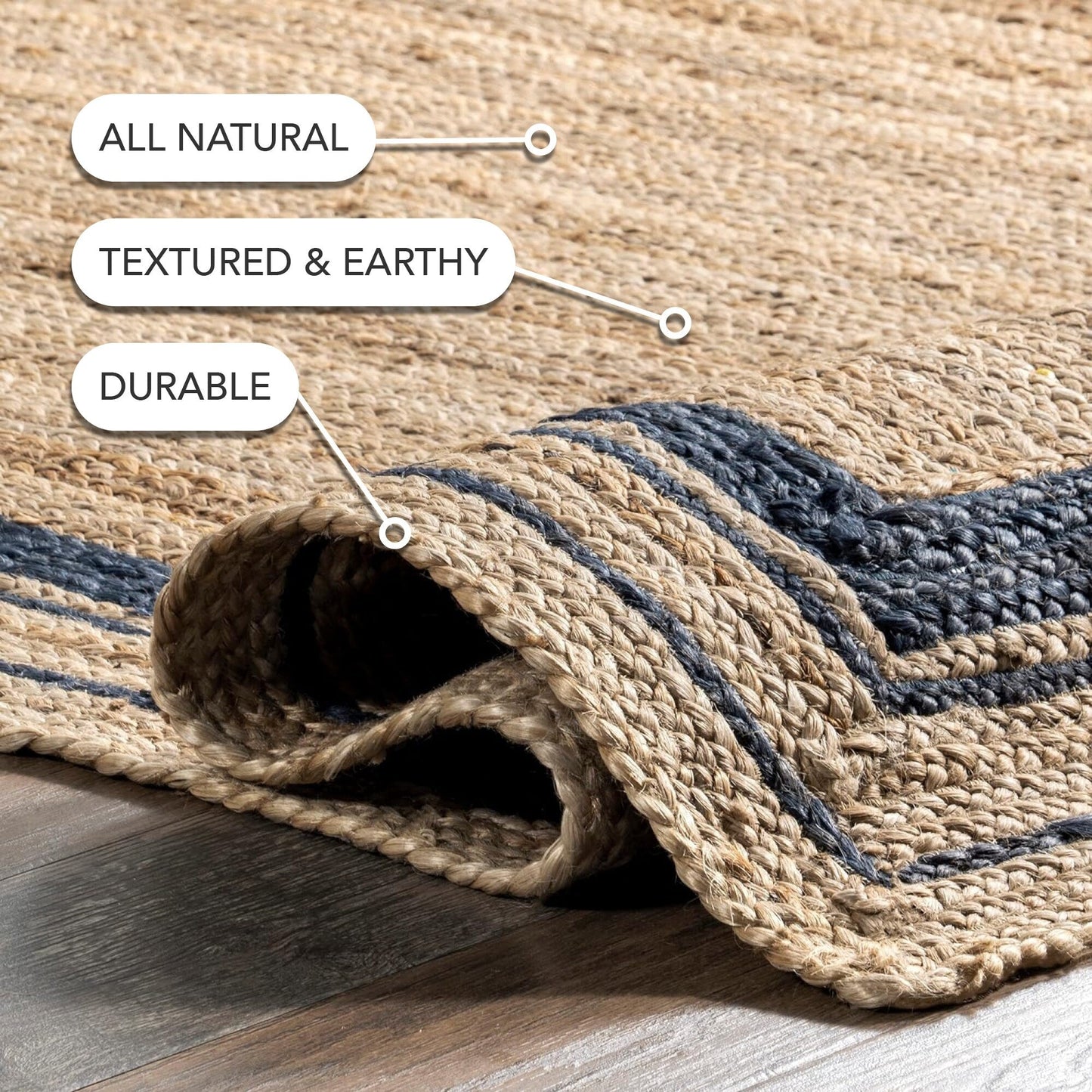 Nuloom Rikki Coastal Geflochtener Jute-Teppich