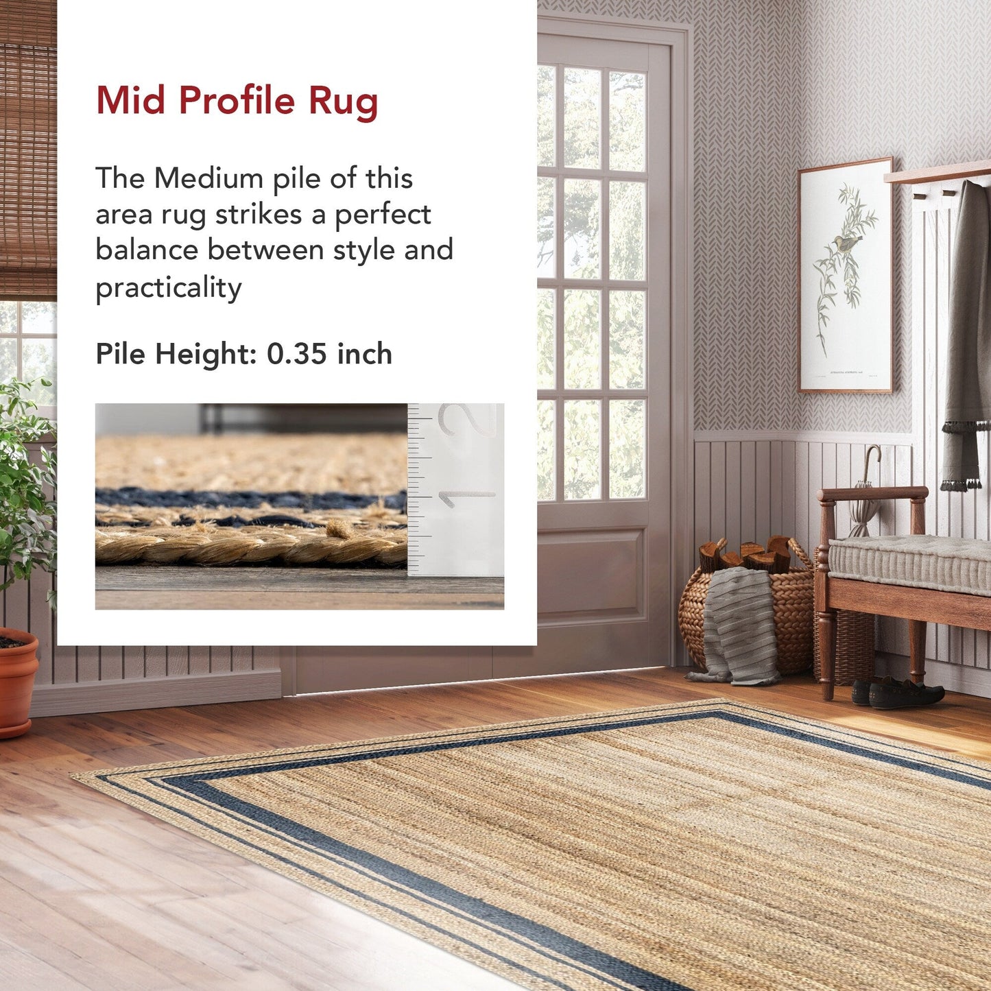 Nuloom Rikki Coastal Geflochtener Jute-Teppich