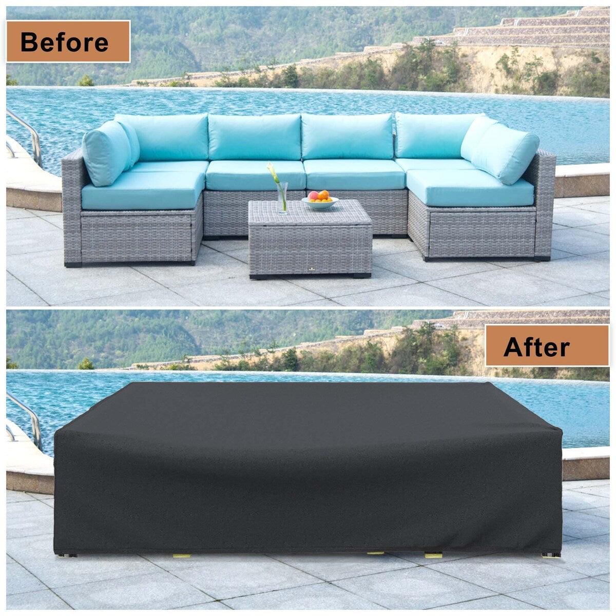 Wasserdichte Abdeckung für Terrassenmöbel-Sets, Abdeckung für Sofagarnituren im Freien